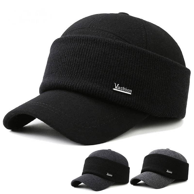 Boné de Beisebol Masculino, Boné de Moda, Boné Quente de Inverno, Boné de Beisebol com Proteção para as Orelhas, Boné de