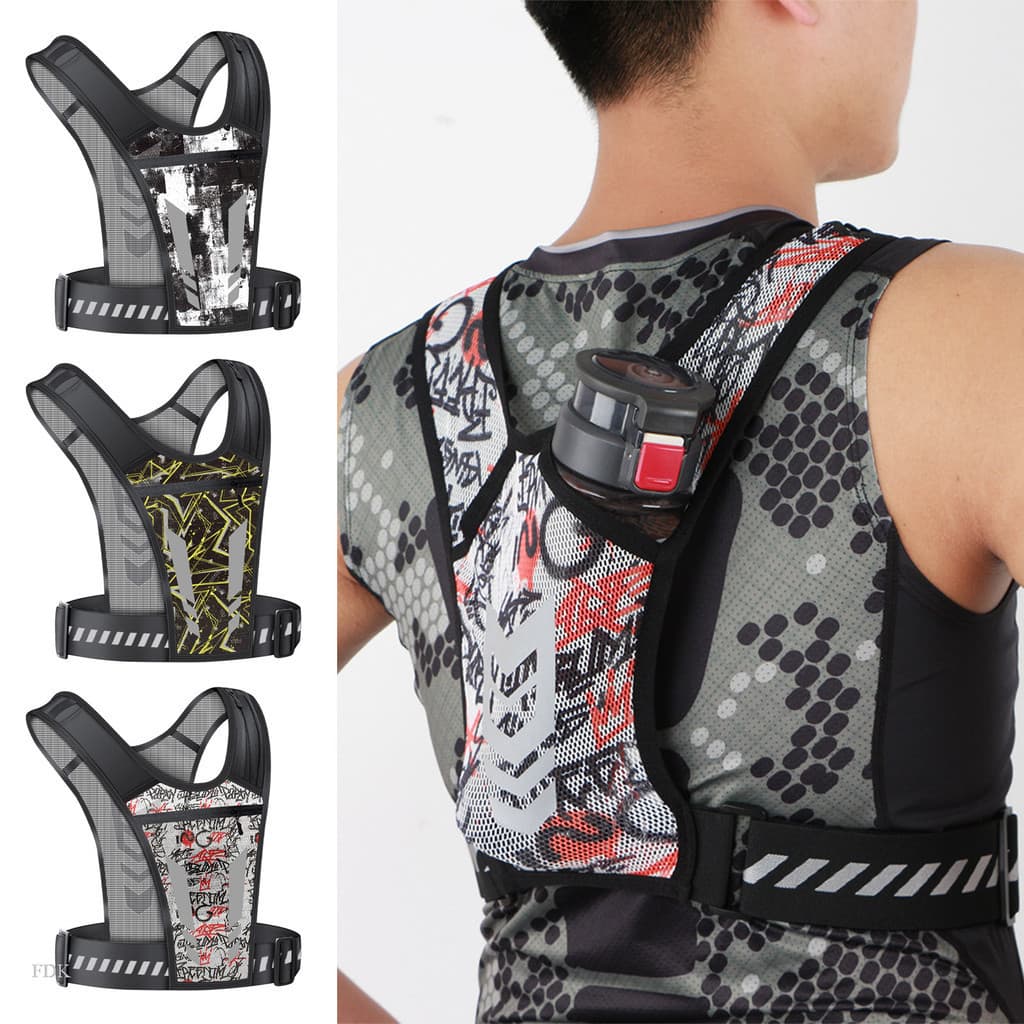 FDK 1PC Colete Esportivo Bolsa para Telefone Mochila de Ciclismo Refletiva com Bolso com Zíper Colete Esportivo Leve Uni