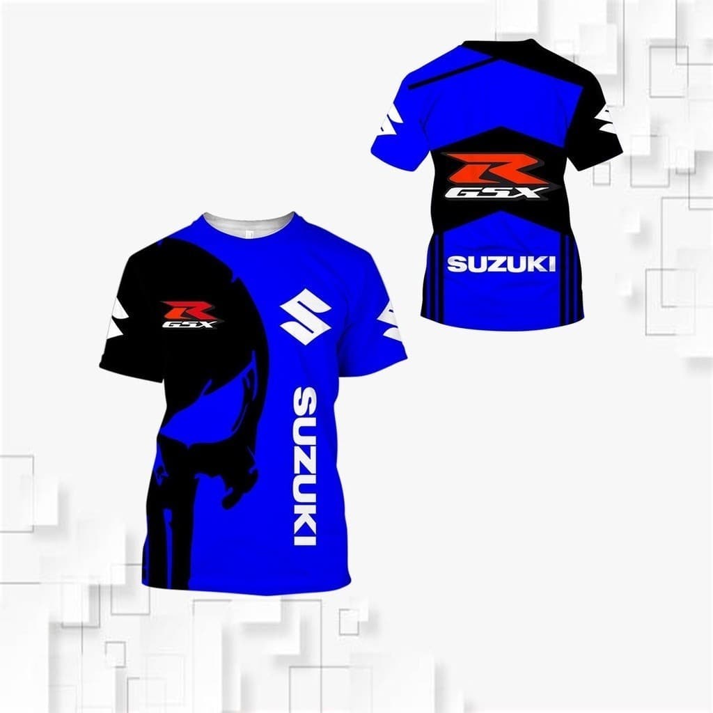 Verão Novos Esportes Ao Ar Livre 3D Camiseta Impressa Suzuki Motocicleta Masculina Manga Curta EF