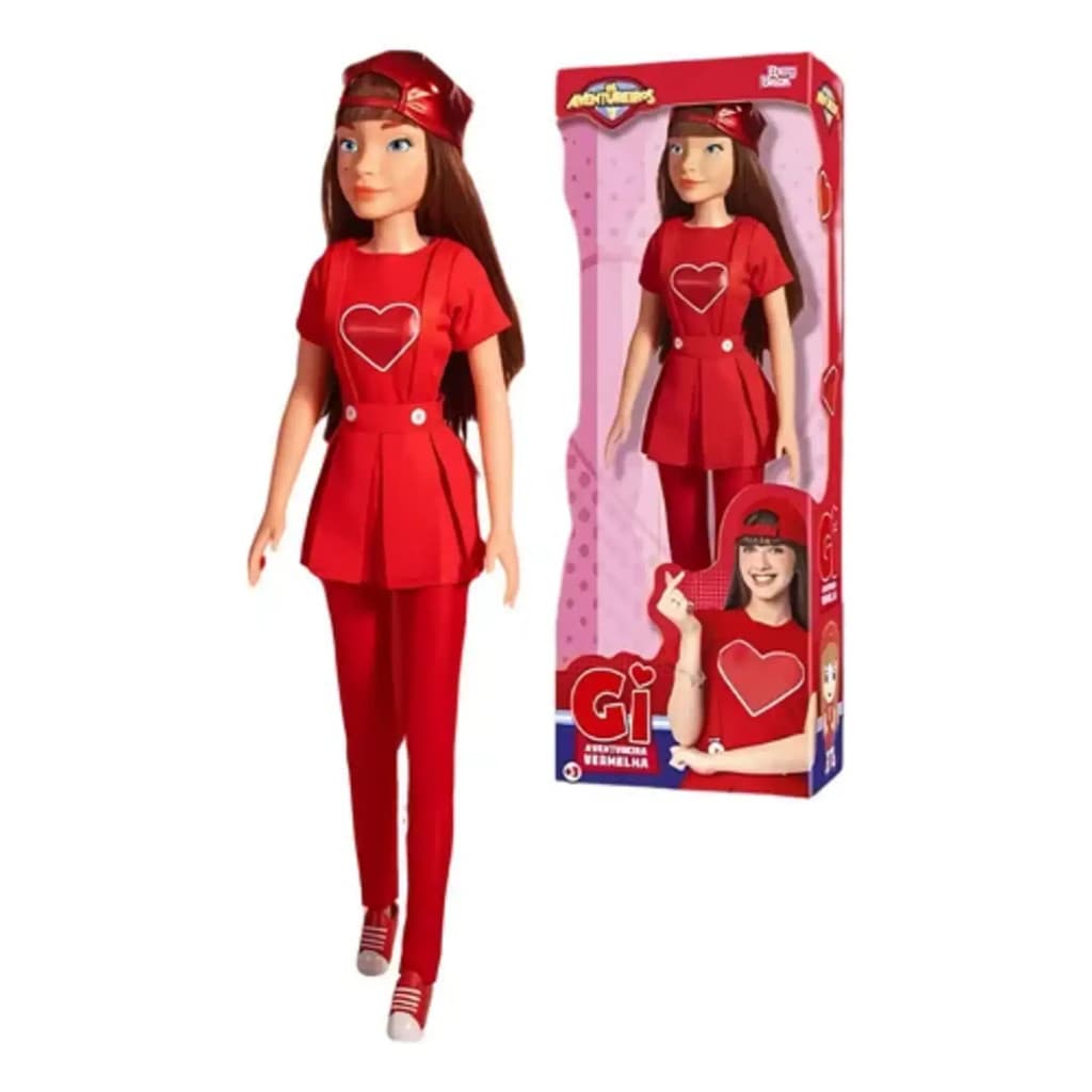 Boneca Gi Aventureira Vermelha 55 cm Luccas Neto Lançamento