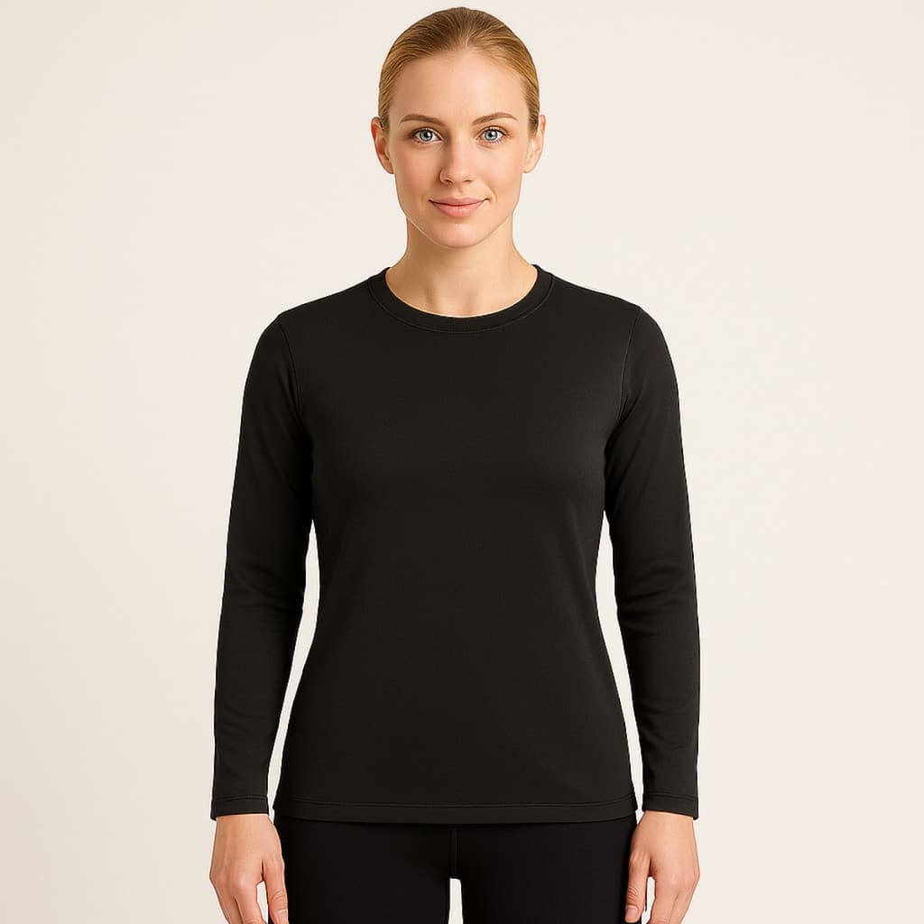 Camiseta Feminina Térmica Manga Longa Soft Peluciada Quentinha Para Inverno Frio