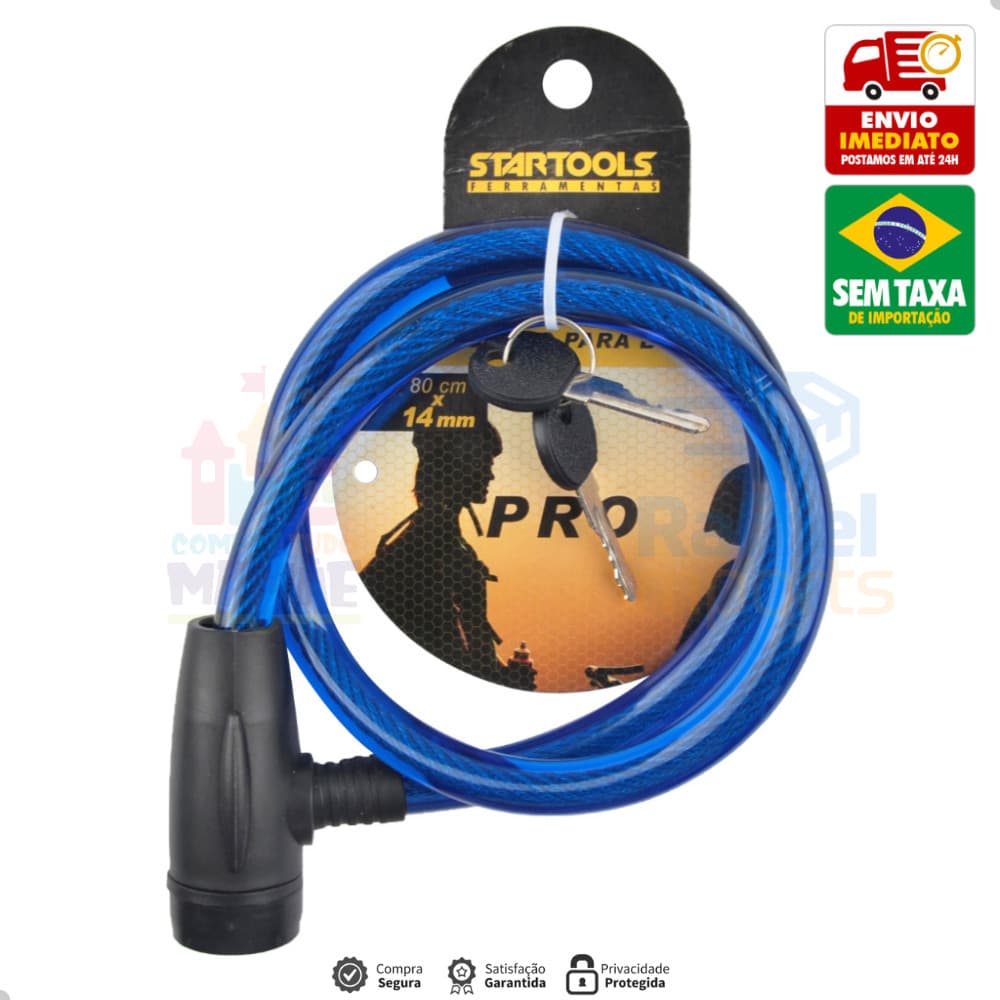 Trava Cabo De Aço Cadeado Segurança Bike Moto Com Chave Espiral Anti-Roubo