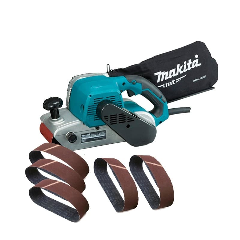 Lixadeira de Cinta Makita MT M9400B 940w (220V) + Kit Cinta Lixa Grao G36/60/80/100/120 5 pecas