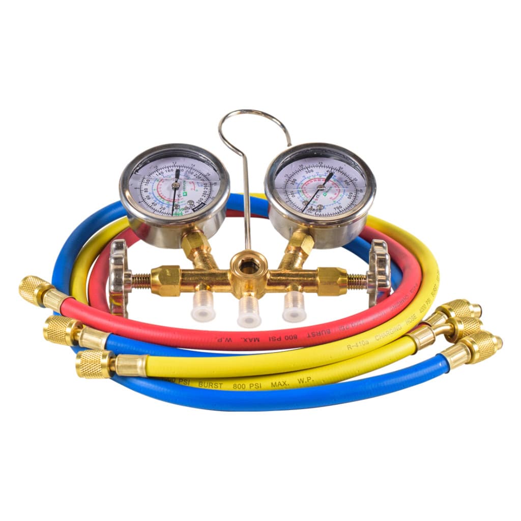 Conjunto Manifold Com Glicerina R-22 R-407C R-410A, com Mangueiras de 90cm FRIVEN
