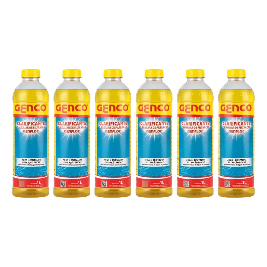 Kit Genfloc Clarificante Genco 6L Auxiliar Filtragem Limpeza Piscinas