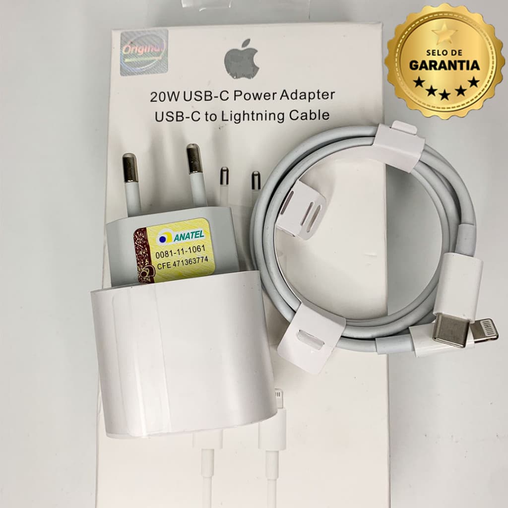 (ORIGINAL)Kit Carregador de iPhone Fonte+Cabo USB-C para iPhone Kit Completo- ENVIO IMEDIATO