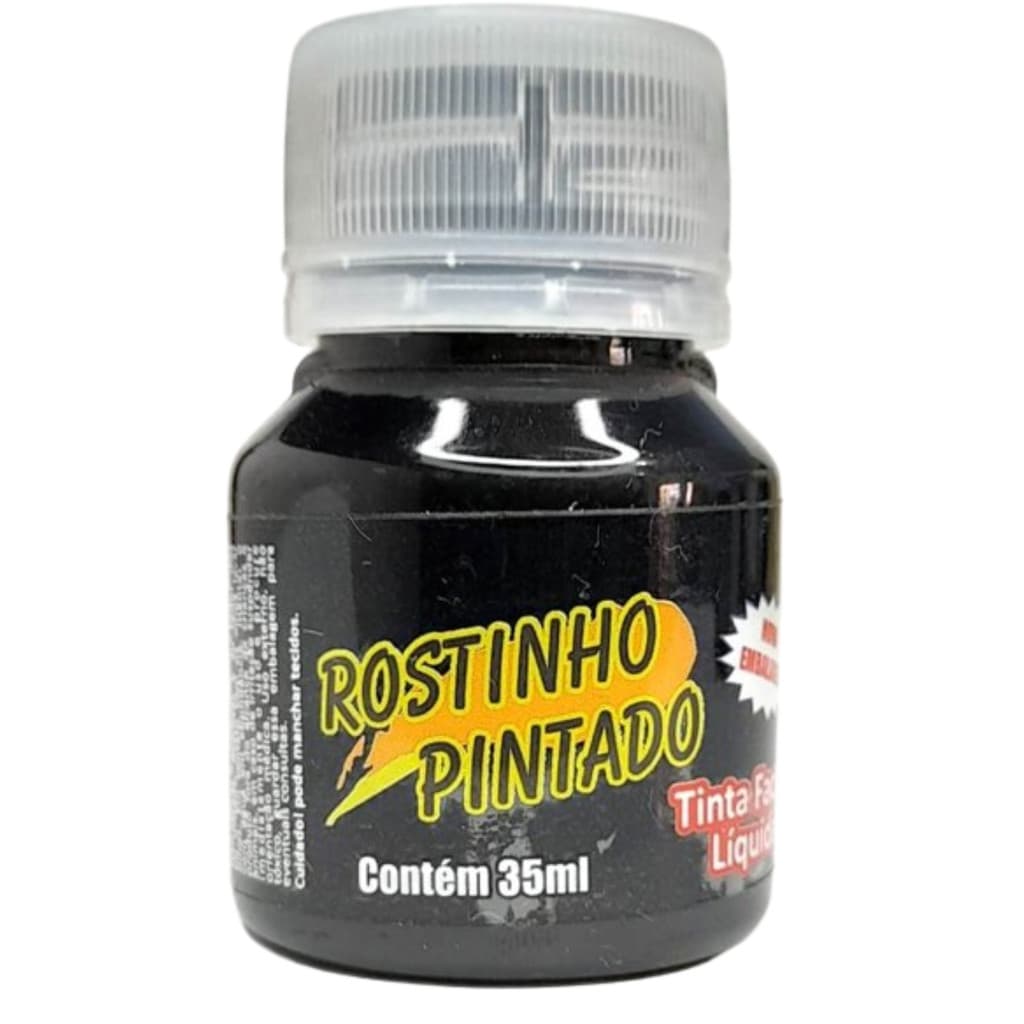 Tinta para pintar o rosto liquida Preta 35 ml Rostinho