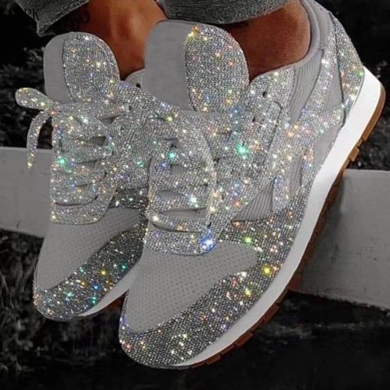 Primavera Novo Estilo Sapatos Casuais Muffin de Lantejoulas Respirável Strass Comércio Exterior GH688 HGFF