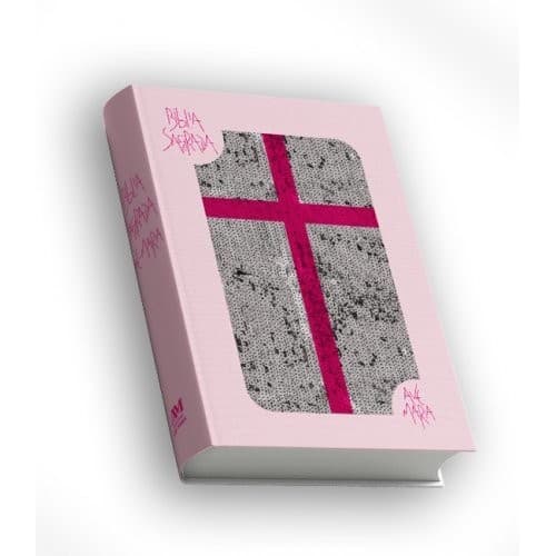 Livro Bíblia Sagrada Católica com Lantejoula Rosa Editora Ave Maria Ação Social Claretiana