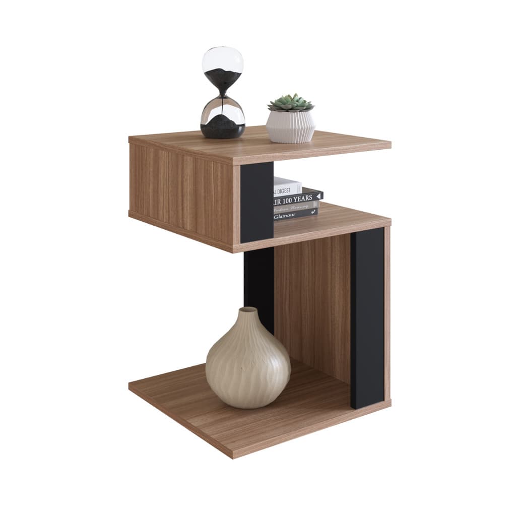 Mesa Lateral de Apoio 2 Nichos Montana/Preto B74 Emovell