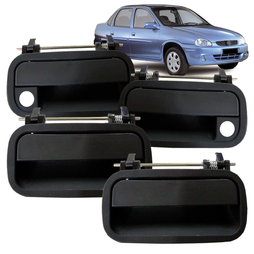 Kit 4 Maçanetas Externa Preta Corsa Hatch Sedan 1994 A 2004