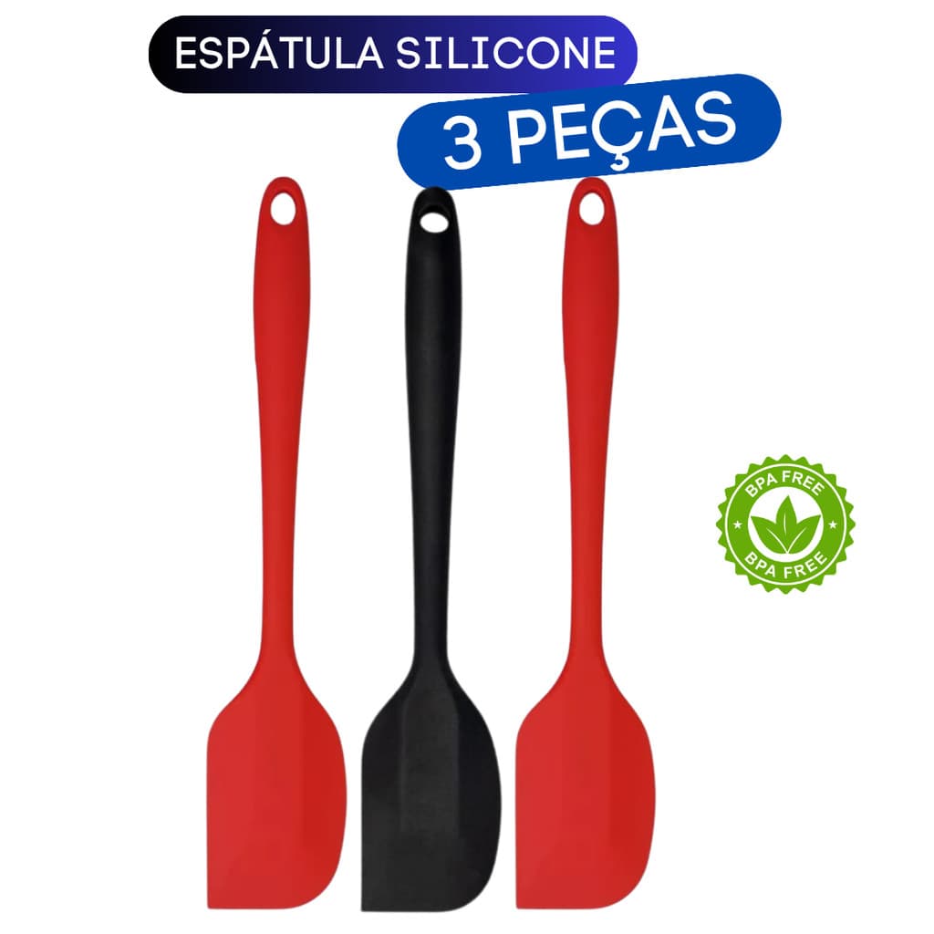 Kit 3 Espátula Pão Duro Espatula de Silicone Bolo Cozinha Buffet