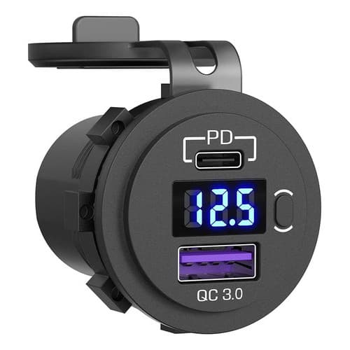 Carregador Veicular Tomada Usb C Duplo Carro Onibus Moto
