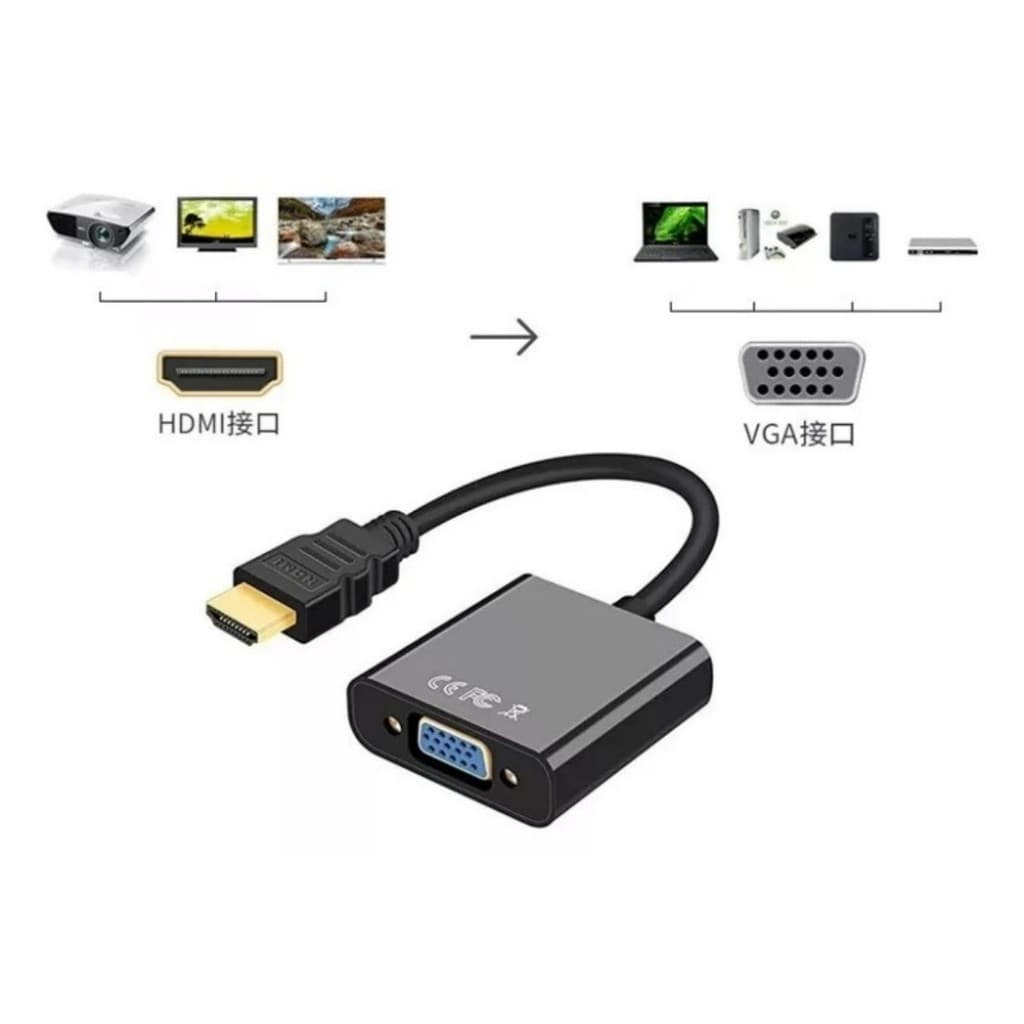 Cabo Adaptador Hdmi Para Vga Para Pc Tv Notebook Monitor