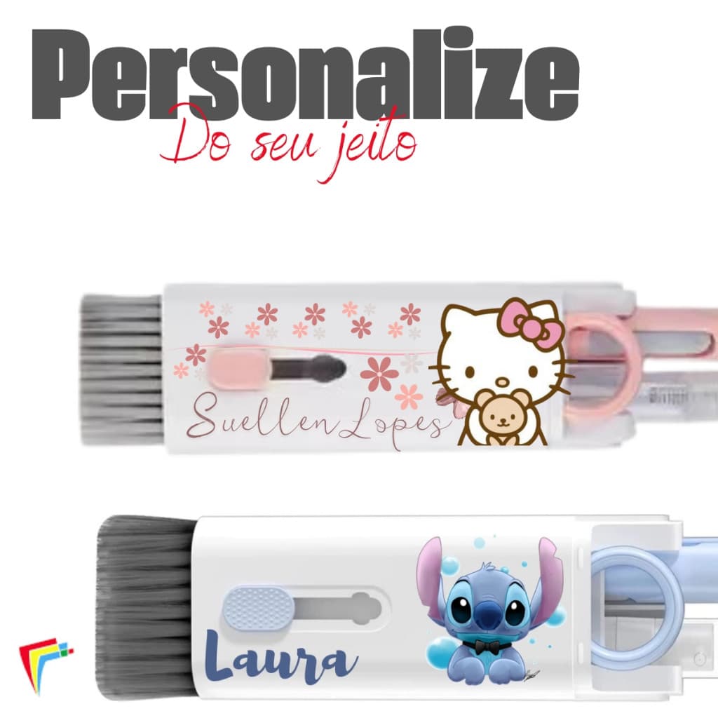 Kit De Escova De Limpeza De Teclado 7 Em 1 Multifuncional Personalizado P/ Computador/Fone De Ouvido/ otebook