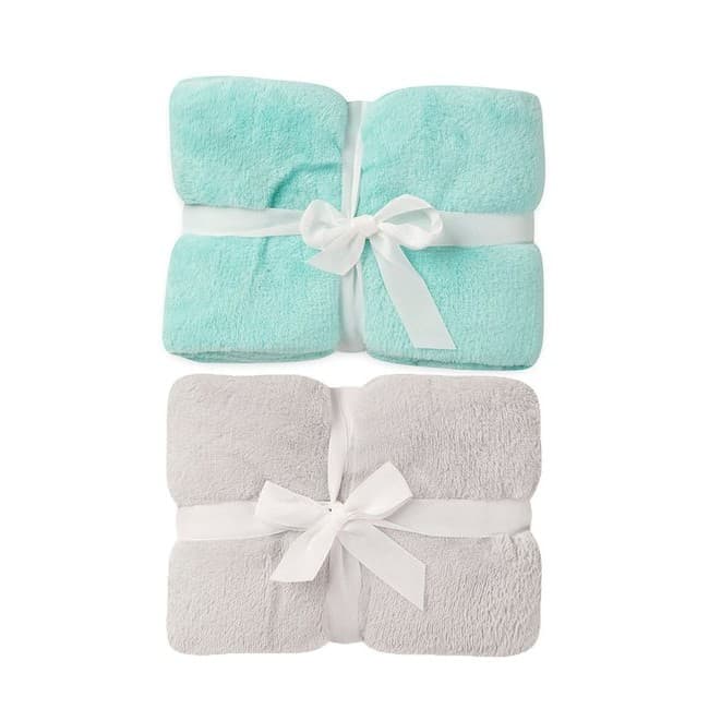 Kit 2 Cobertores Bebê Soft Fleece Cinza Claro e Verde