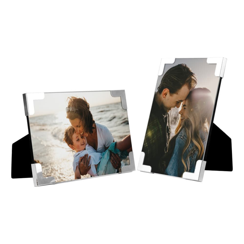 Kit 2 Porta Retratos Foto 10x15 Prata Metal Clip