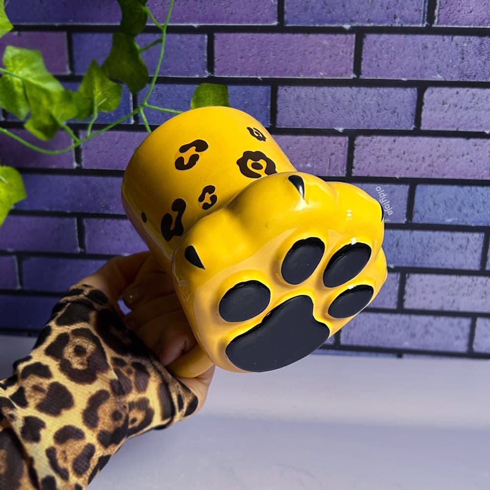 Caneca Onça 3D Pata Cerâmica 350ml Presente Criativo Aesthetic Fofa