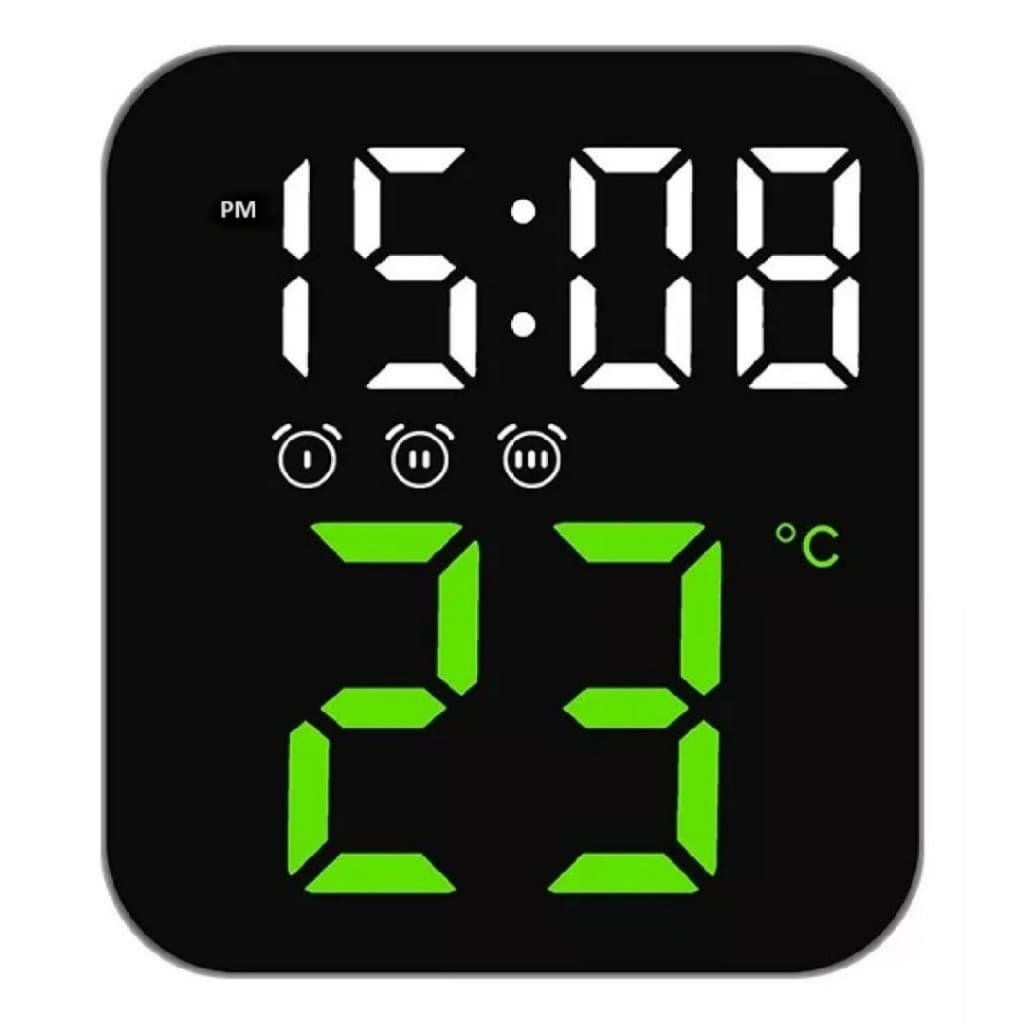Relógio Digital Led Calendário Preto Temperatura Converter Alarmes Com Usb Parede E Mesa