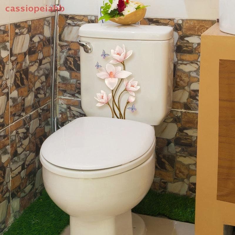 (cassiopeiahb) Flor Adesivos De Vaso Sanitário Capa De Assento De Banheiro Adesivo Autoadesivo Removível À Prova D'água