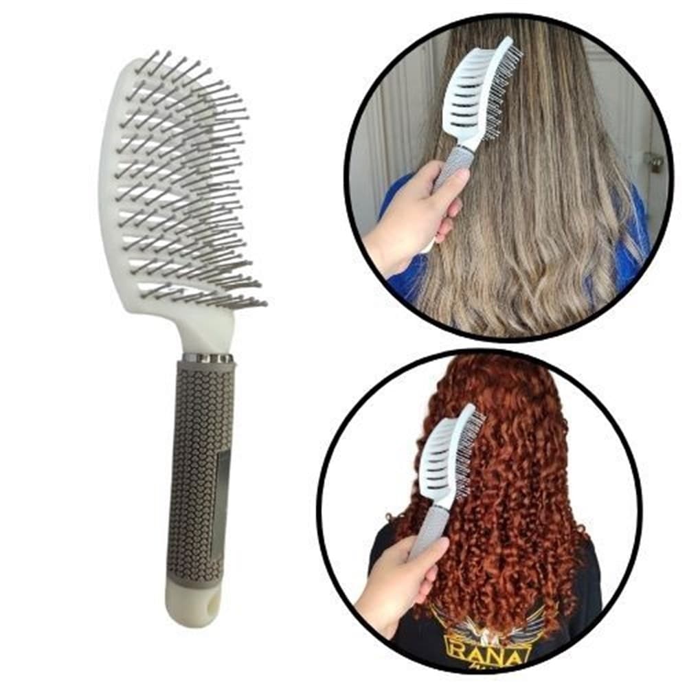 Escova Raquete Modeladora Vazada Com Cabo Siliconizado Profissional Branca cod 714