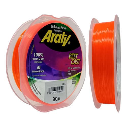 Linha De Monofilamento De Nylon Abrasão 300mt Baixa Memoria Cor Laranja