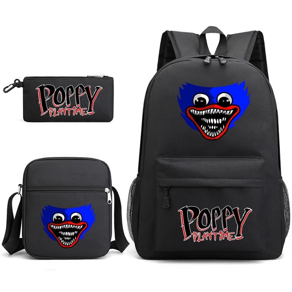 Mochila Impressa para Estudantes da Escola Primária Poppy Playtime, Grande Capacidade, Bolsa de Ombro Dupla, Conjunto de