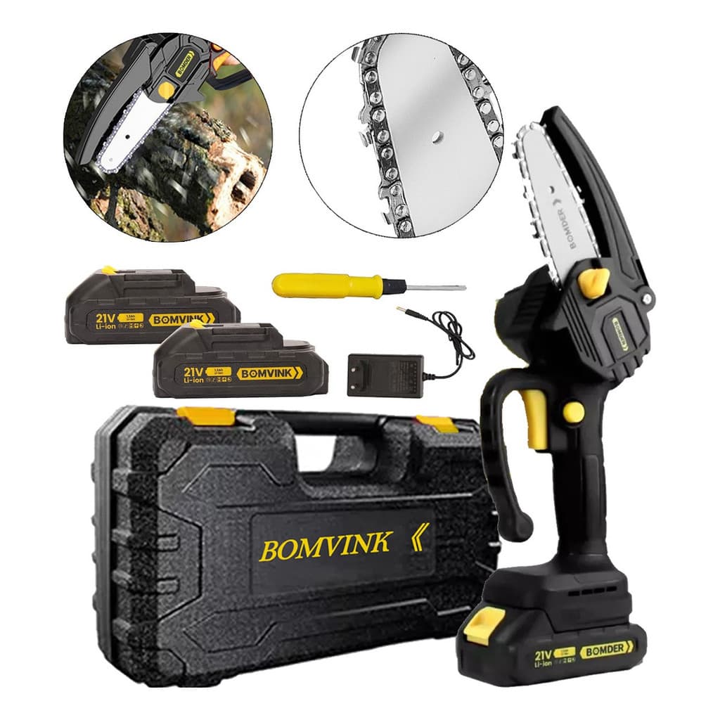 Motoserra Elétrica Portátil 4/6/8 Pol. Duas Baterias 1500w Mini