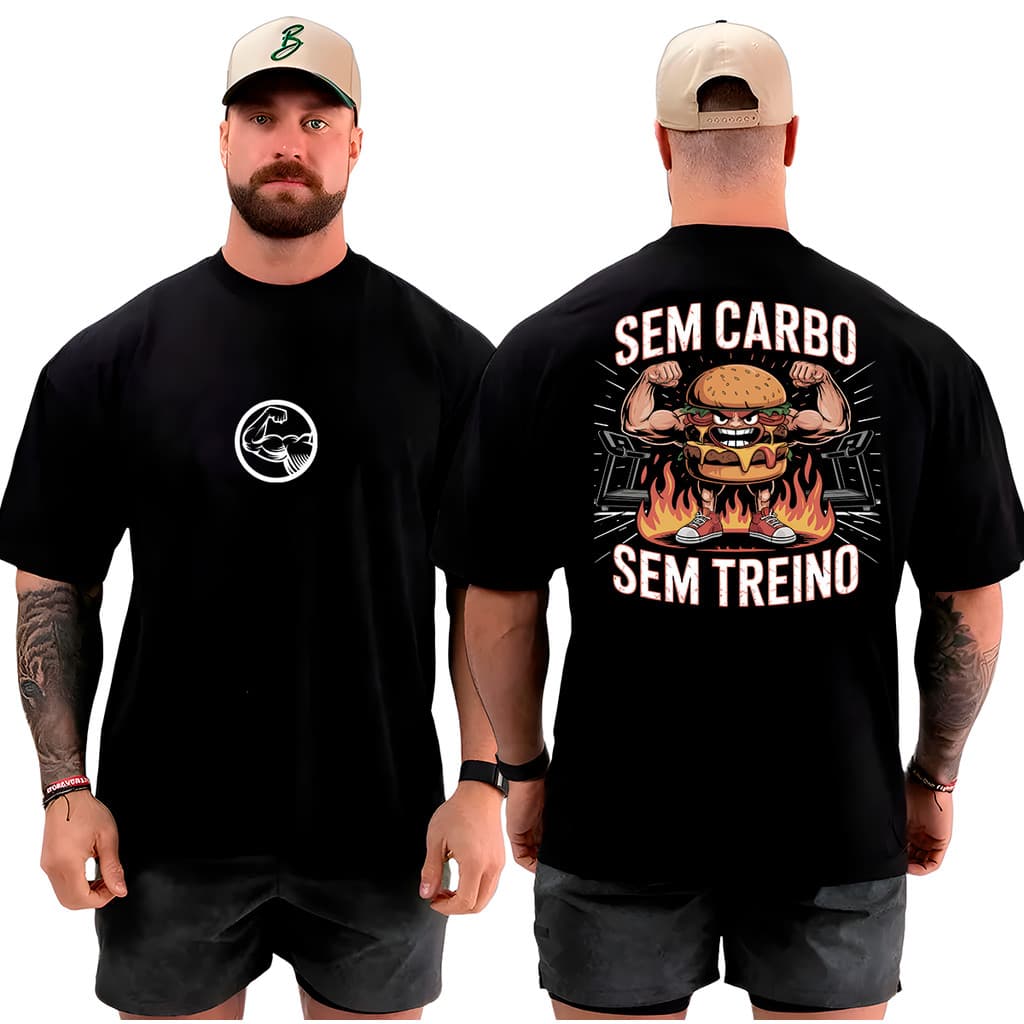 Camiseta Oversized Unissex Sem Carbo para Academia e Treino 100% Algodão