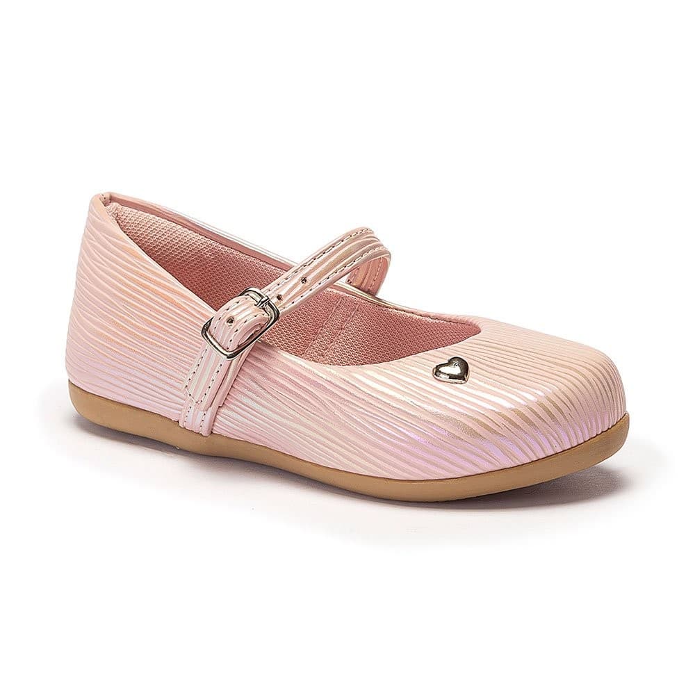 Sapatilha Infantil Menina Brilho Coração Fivela Bailarina Feminina 99230 Pequito