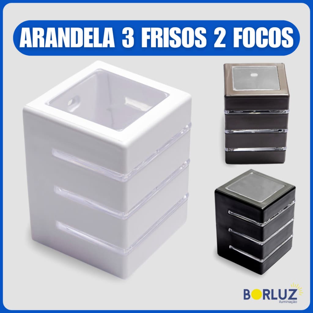 Kit 10 Luminária Arandela 3 Frisos 2 Focos Área Externa e Interna Bivolt Capa Para Lâmpada Moderna