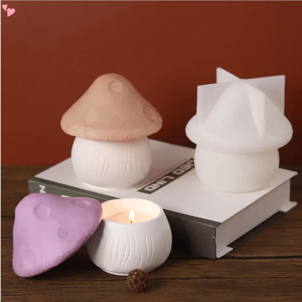 Moldes De Silicone Para Potes De Resina , Cogumelo Com Tampa Fundição Epóxi Caixa De Armazenamento De Joias DIY , Recipi