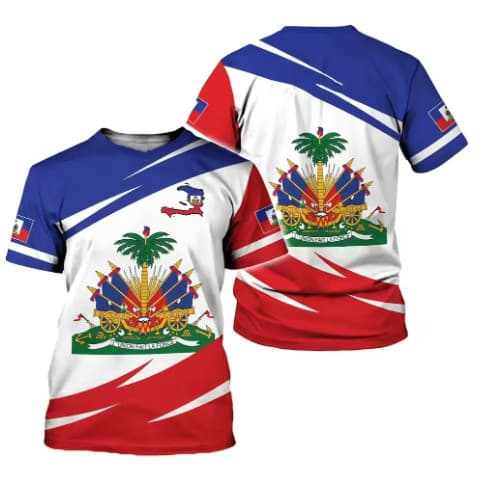 Nova Bandeira Haiti 3D Emprego Impresso Camiseta Para Homens E Mulheres Casual Manga Curta