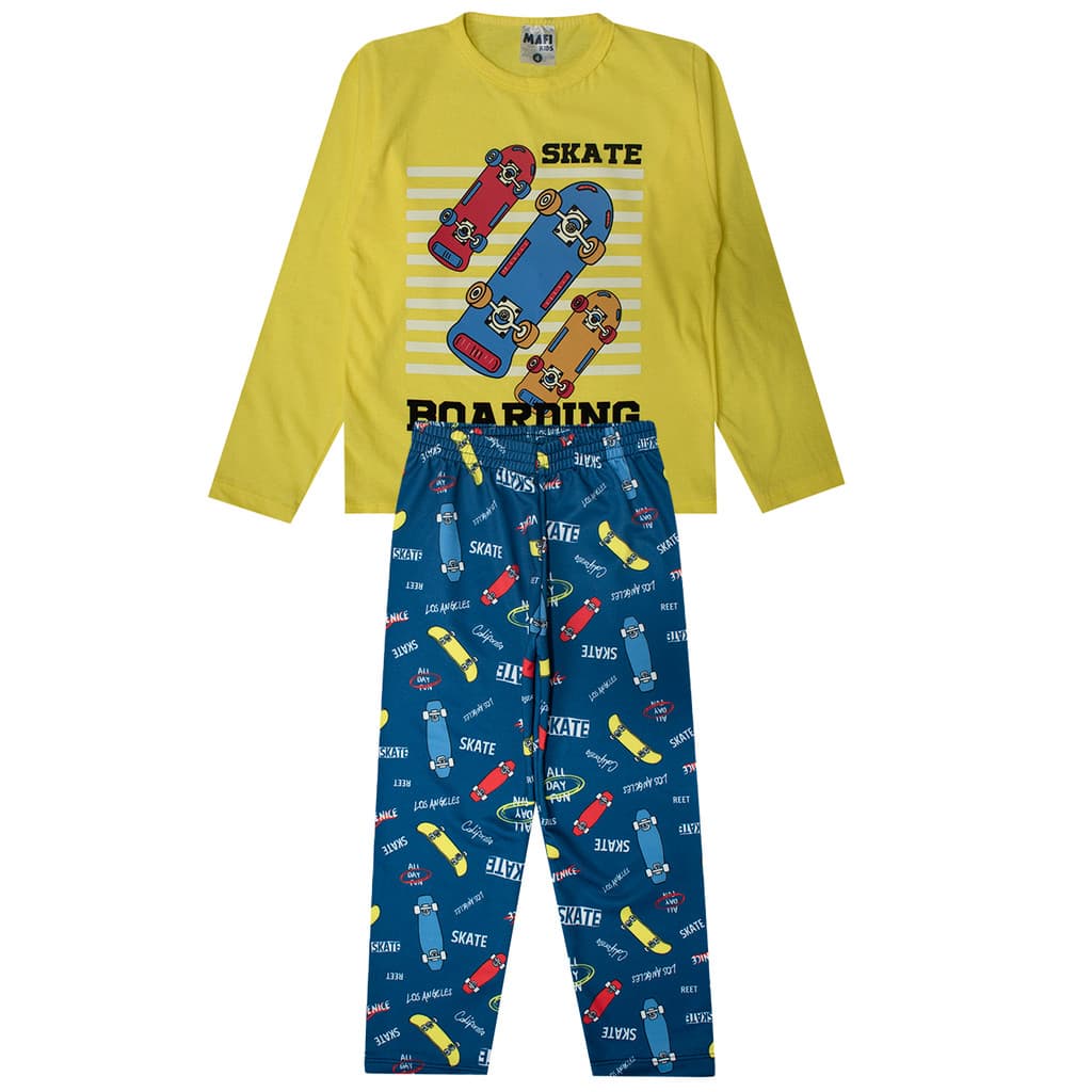 Pijama Infantil Menino Skate Amarelo