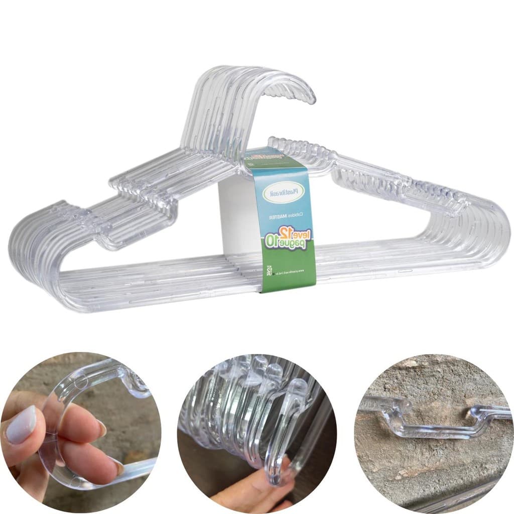 Cabide Acrílico Kit 12 Unidades Resistente Transparente Grande Forte