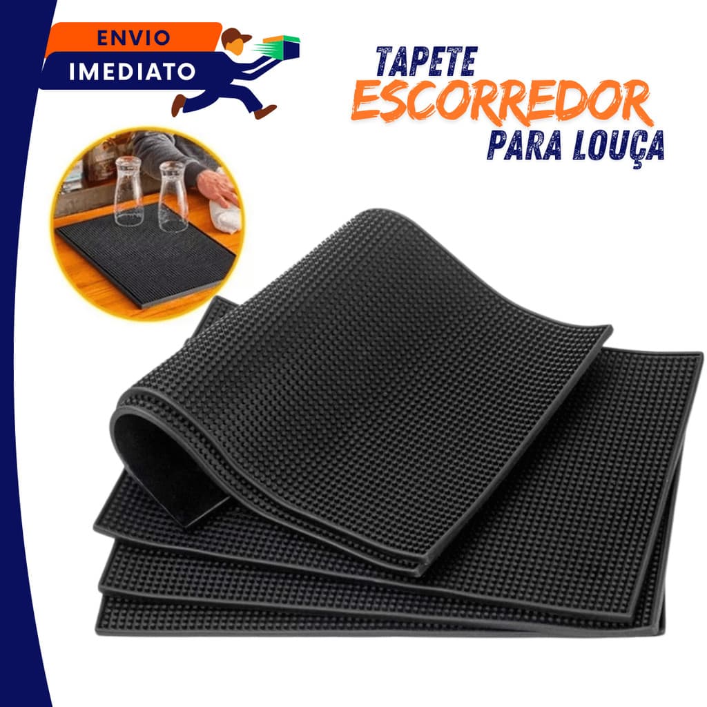 Tapete 01 UN Escorredor de Louça 30X15 Emborrachado Antiderrapante para Secar Louça Preparar Drinks e Proteger Móveis