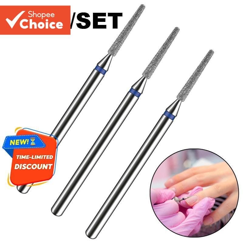 Kit-3 Nailbrill Bit , Broca De Ponta De Diamante 718 Prego Acrílico Profissional