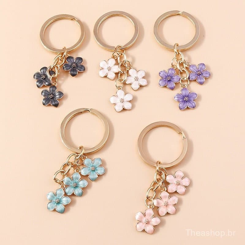 Simples Flor De Cerejeira Chaveiro Esmalte Sakura Floral Borla Charme Com Porta-Chaves Para Decoração De Bolsa OG0N