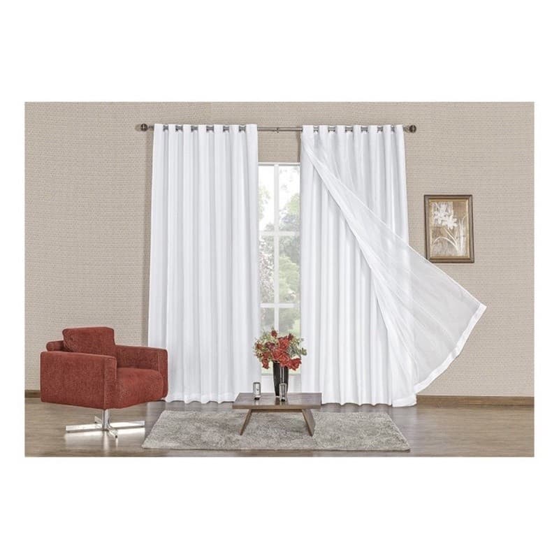 Cortina Blackout Blecaute Com Voil Liso 3,00m x 2,60m Sala e Quarto Impede 100% da Claridade