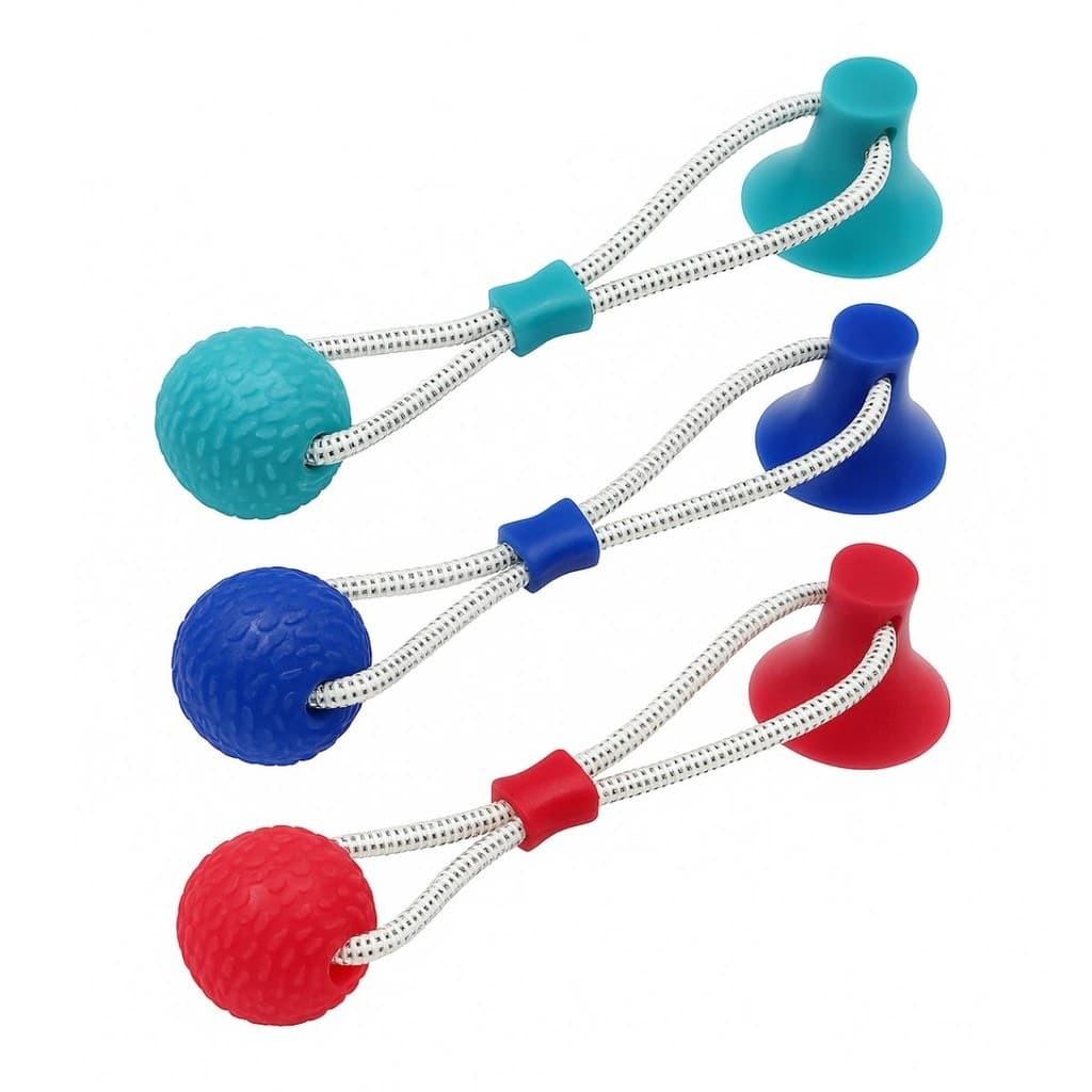 Brinquedo Interativo para Cachorro Pet Mordedor Push Ball Resistente com Ventosa Gruda Corda