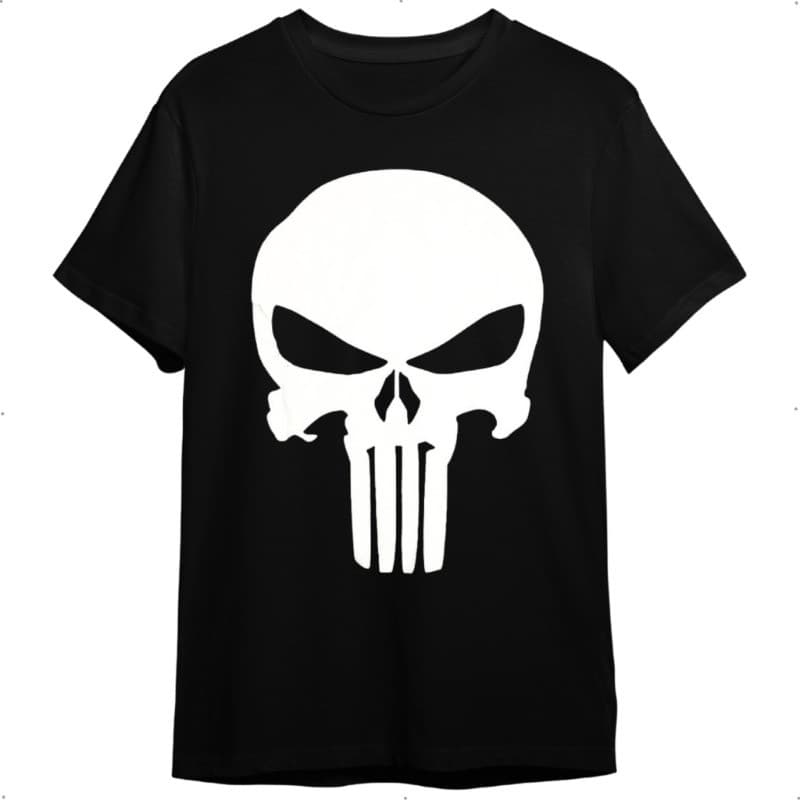 Camiseta Justiceiro Punisher Caveira Preta De Banda Rock (Unissex) 100% Algodão