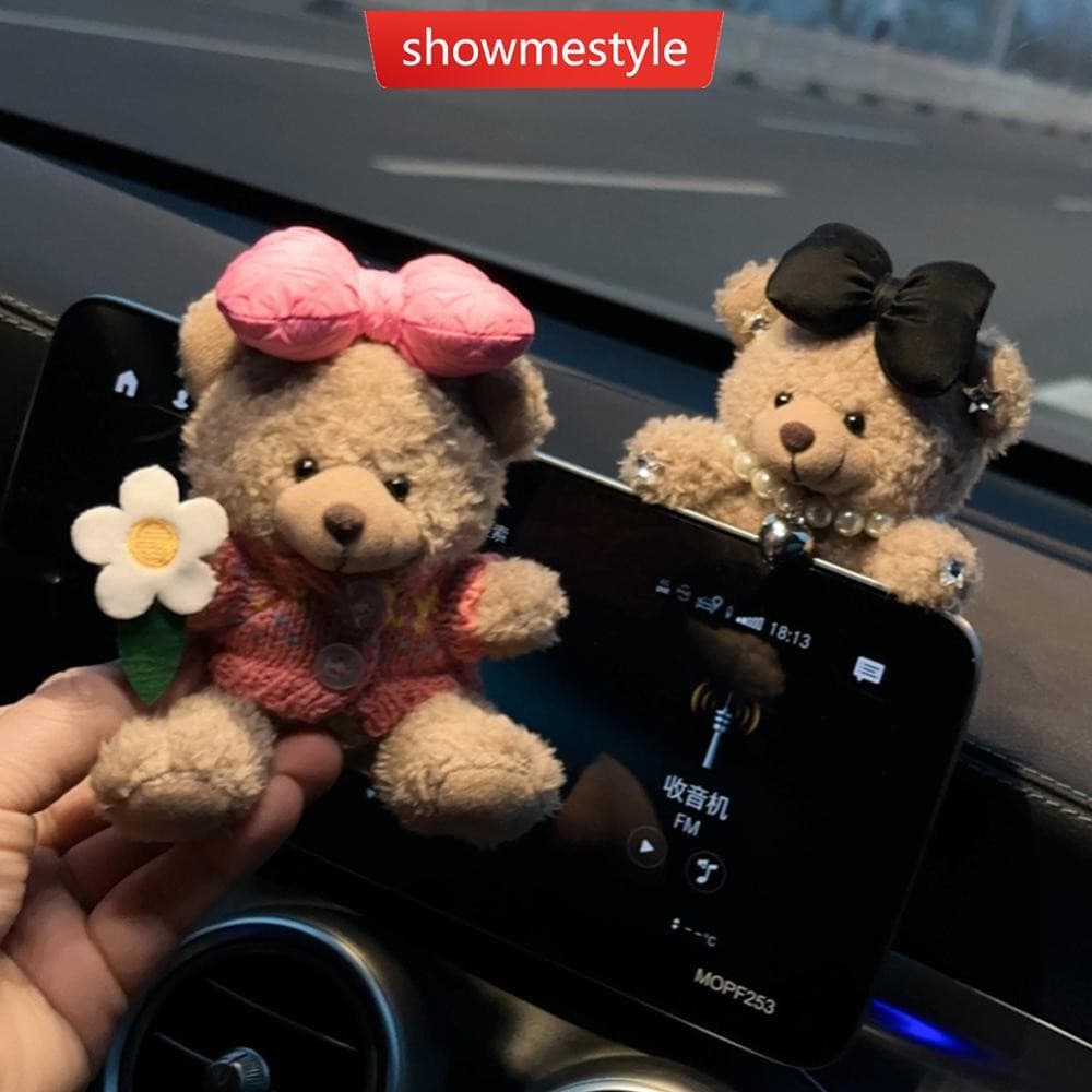 SMS Enfeites De Painel Interior Do Carro Urso De Pelúcia Para Console Central Decoração Acessórios Automotivos Mulheres