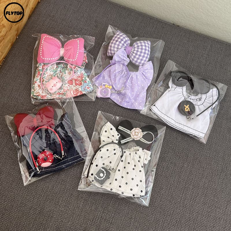 FIY Para 3.0 Outfit Macacão Xadrez Conjunto De Vestido Acessórios Bonecas Roupas Fofas