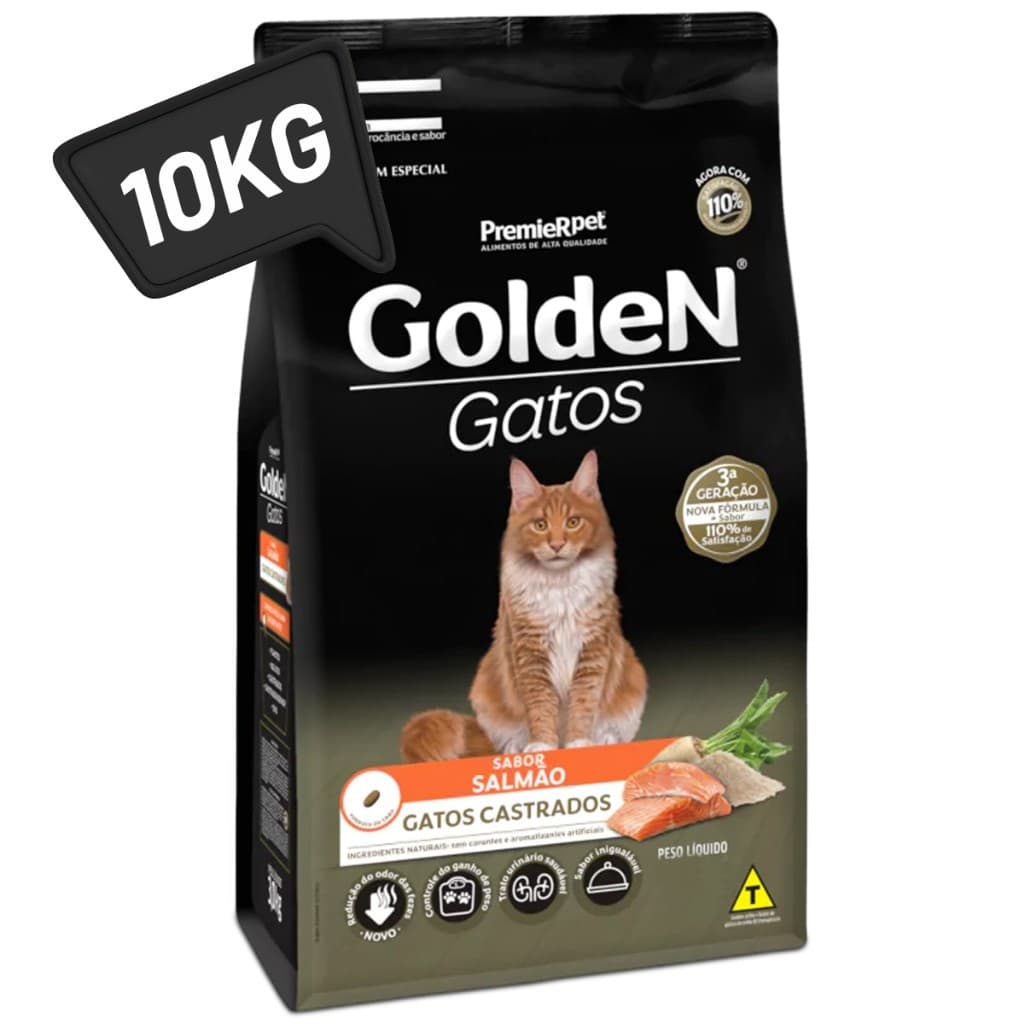 Ração Premier GoldeN Formula Gatos Castrados Salmão 10,1kg