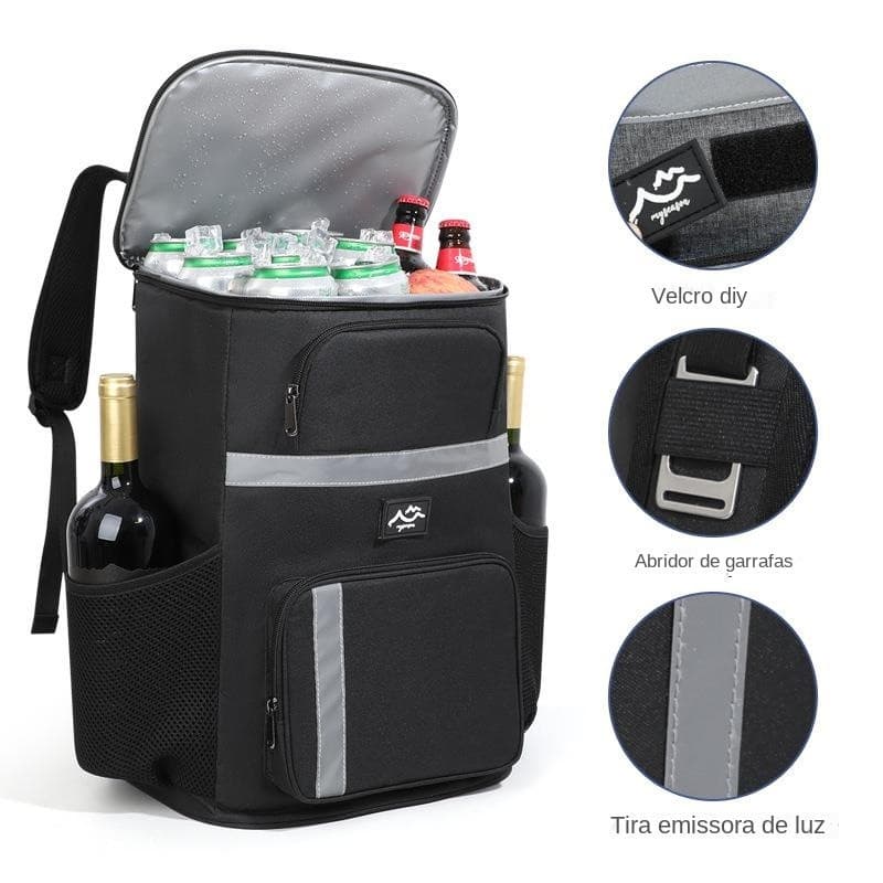 Mochila Térmica Cooler Capacidade 30L Portátil Piquenique Quente Frio ref