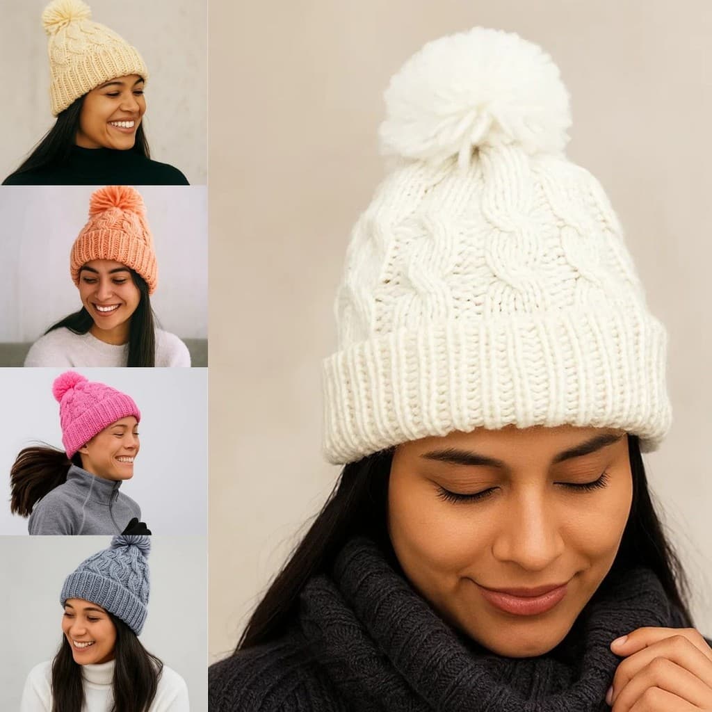 Touca Gorro com Pompom para Frio Inverno Feminina Adulto