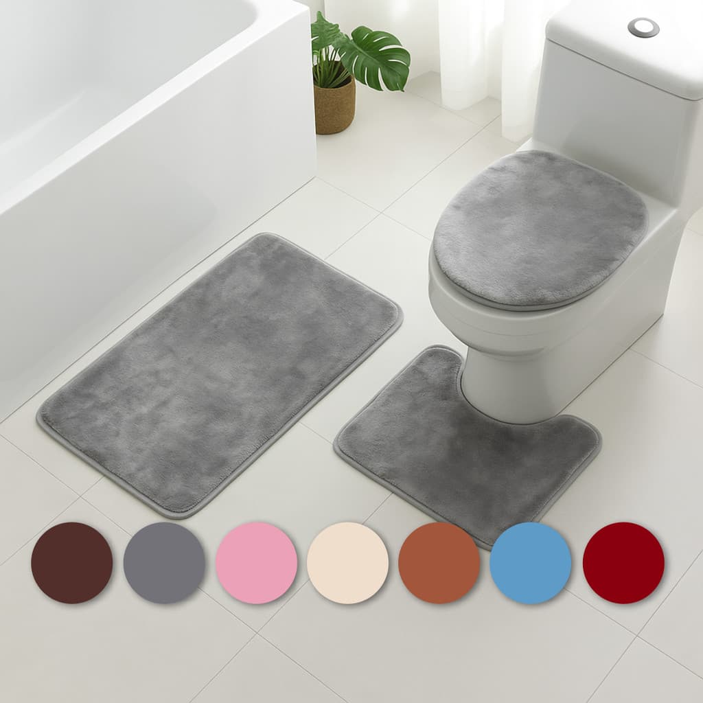 Kit Jogo 3 Peças Tapete Banheiro Premium Toque Macio Peluciado Antiderrapante Estampas Várias Cores