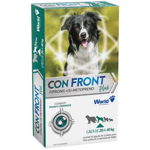 Antipulgas e Carrapatos Para Cães de 20 a 40kg Confront Plus World Pipeta de 2,68ml.