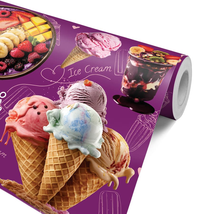 Papel de Parede Adesivo com Açaí Sorvetes Frutas Estilo Tropical para Decorar com Sabor e Alegria