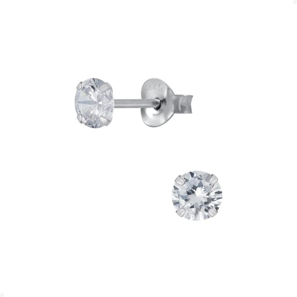 Brinco Solitário Masculino Ou Feminino Pedra 6mm Prata 925